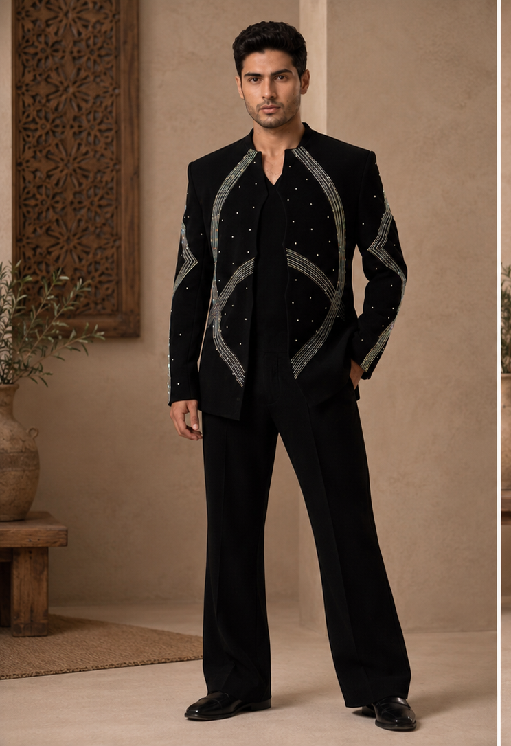 Cropped embroidered set