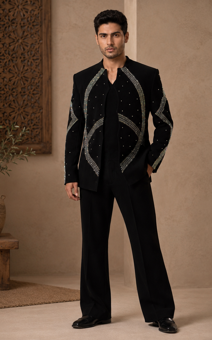 Cropped embroidered set