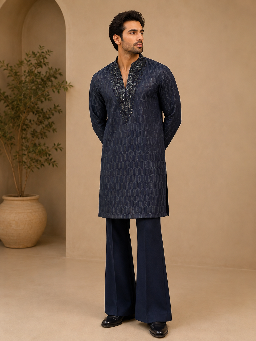 Navy blue kurta set