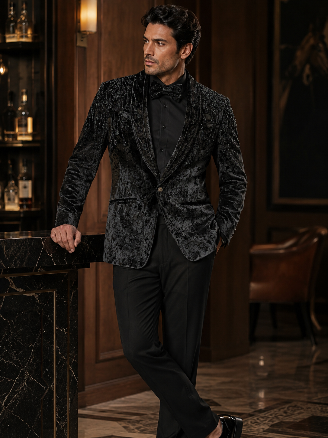Embroidered tuxedo for sangeet