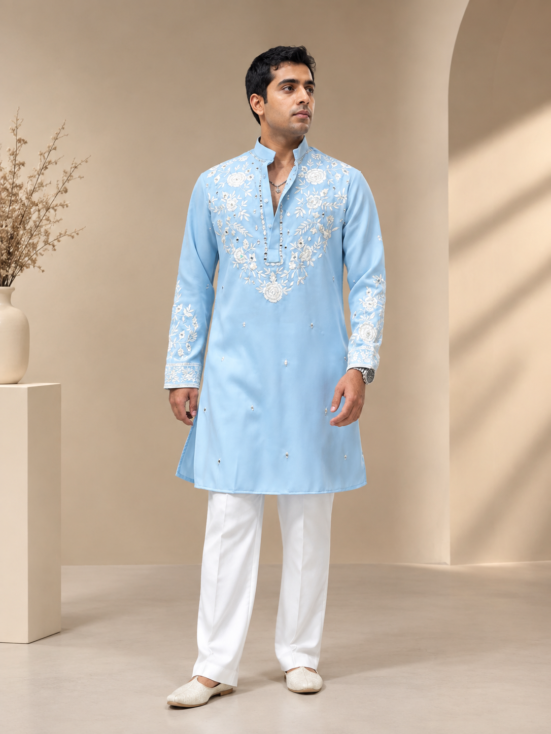 Mirror work embroidery kurta