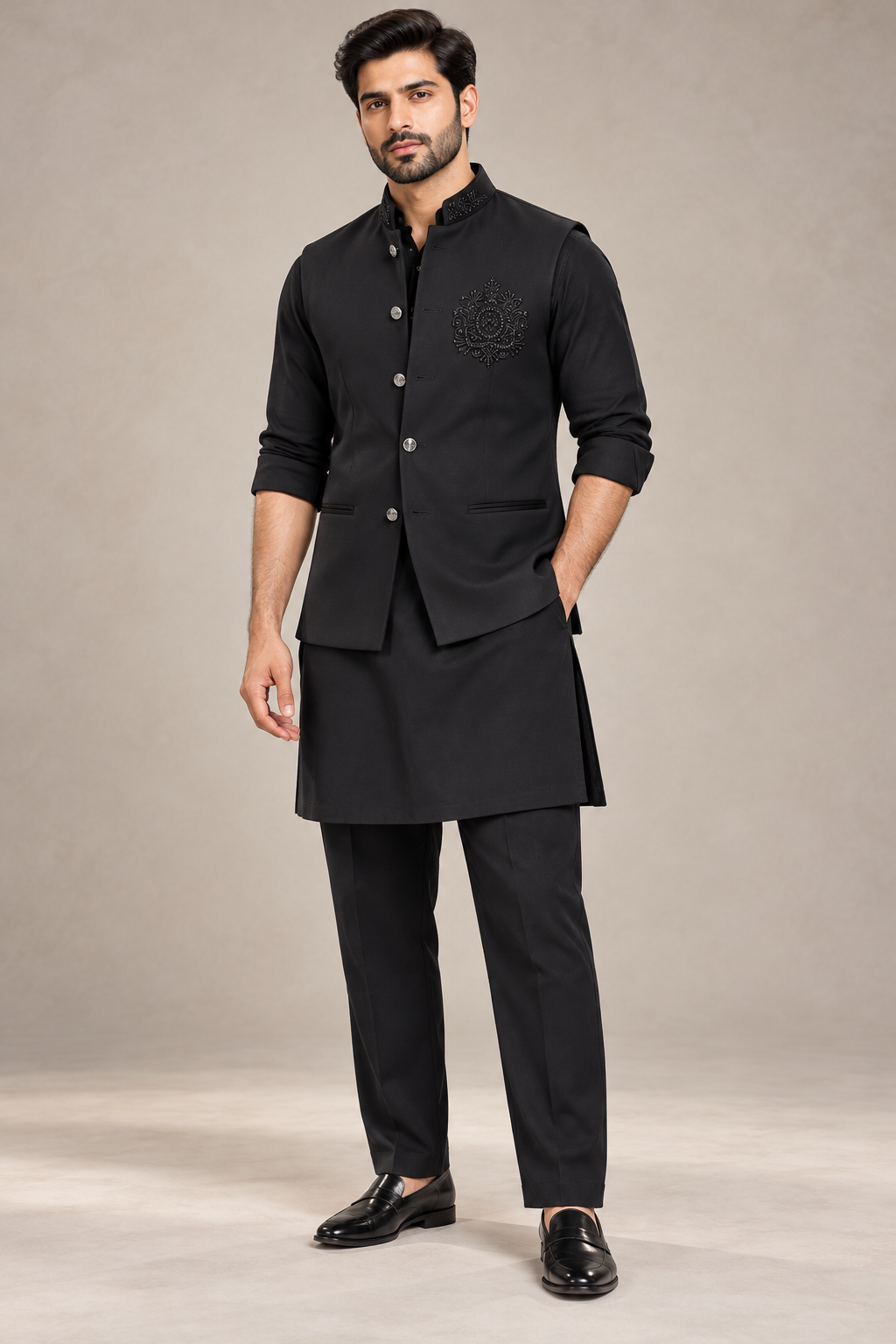 Koti kurta embroidered set