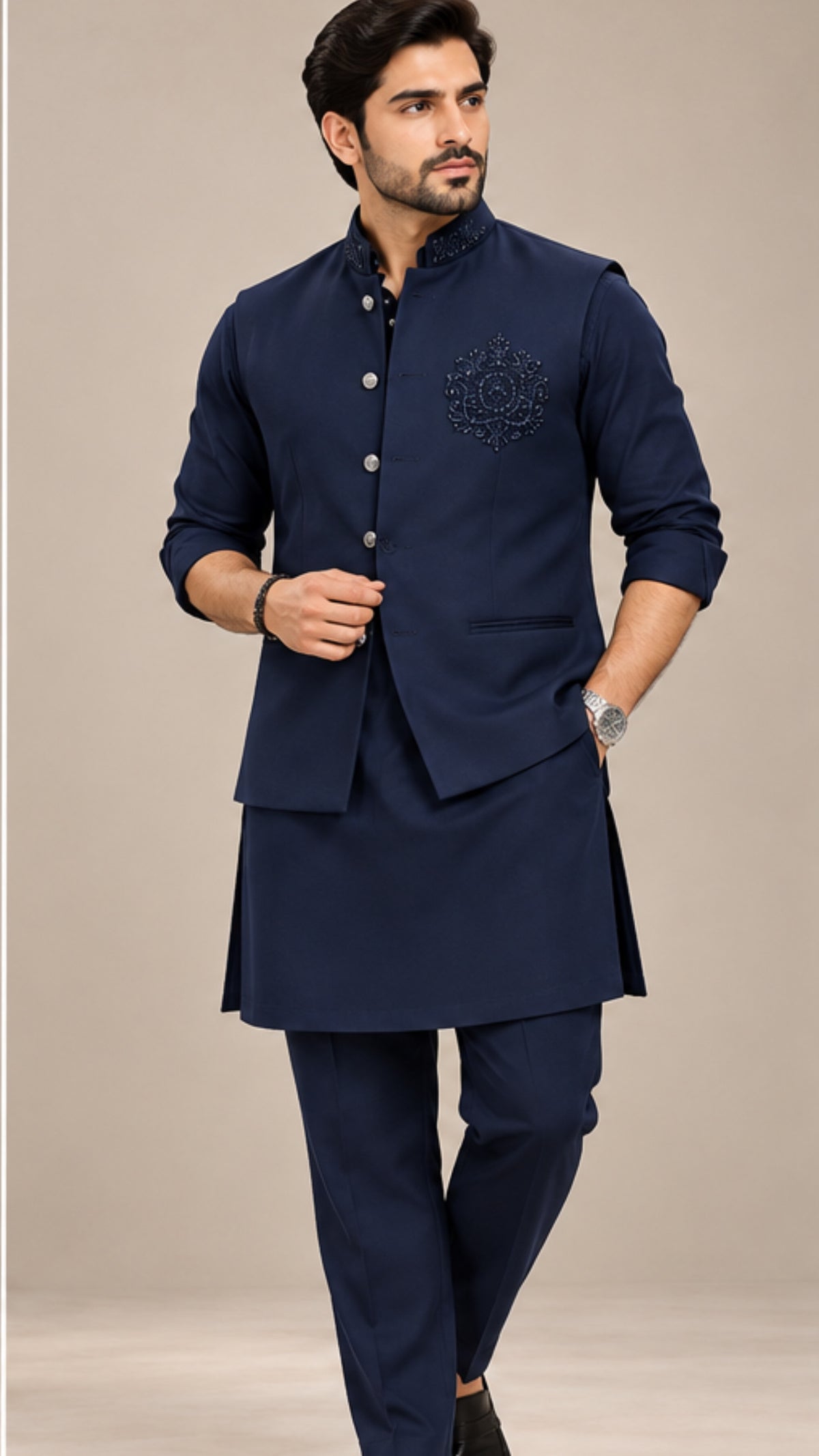 Koti kurta embroidered set